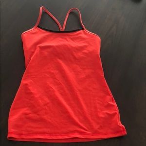 lululemon power y tank red/charcoal size 6